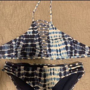 Blue marbled bathing suit